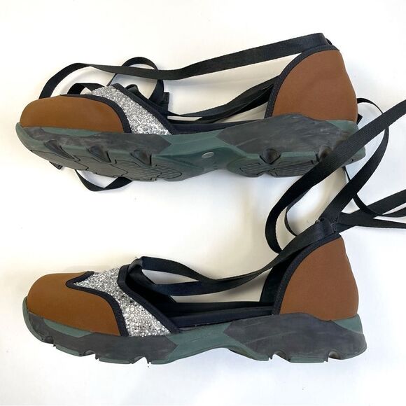 Marni Neoprene And Glitter Lace Up Mary Jane Sneakers - Picture 6 of 16